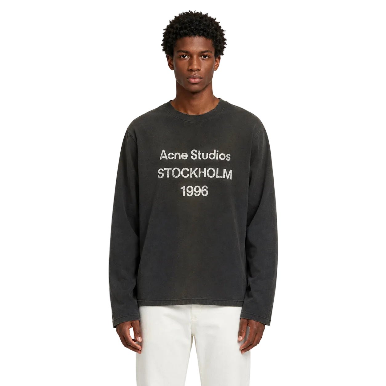 Acne Studios Logo Long Sleeve T-shirt Faded Black - AFewVibe