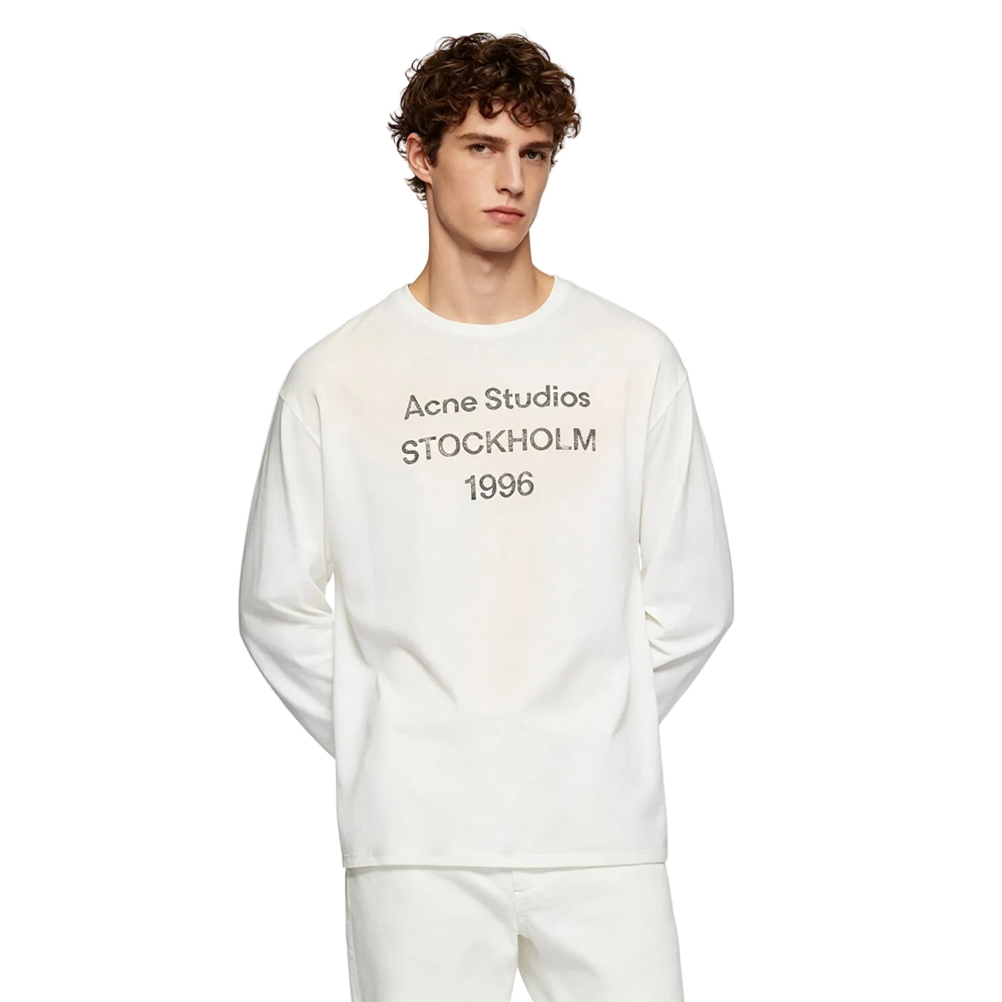 Acne Studios Logo Long Sleeve Tee Dusty White - AFewVibe