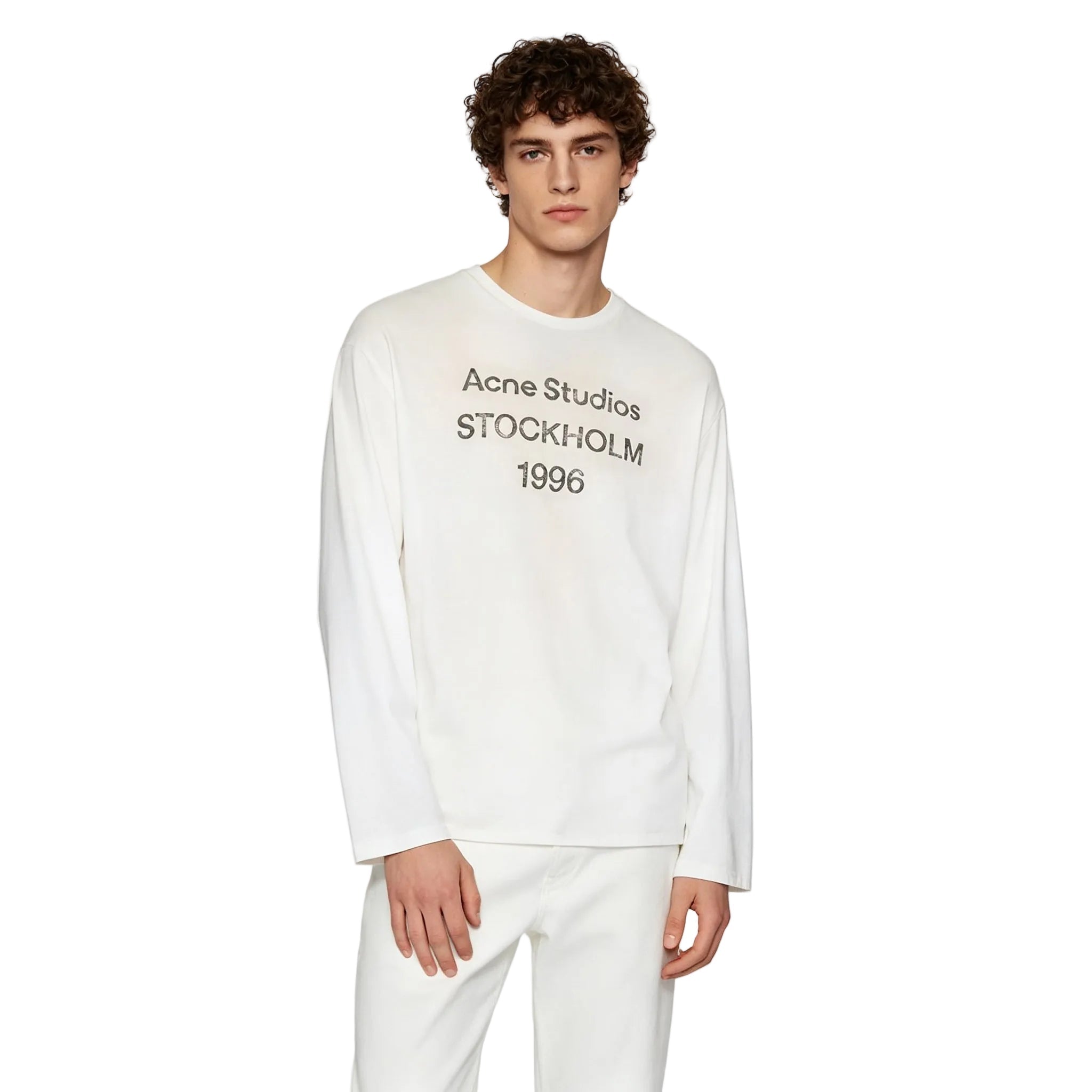 Acne Studios Logo Long Sleeve Tee Dusty White - AFewVibe