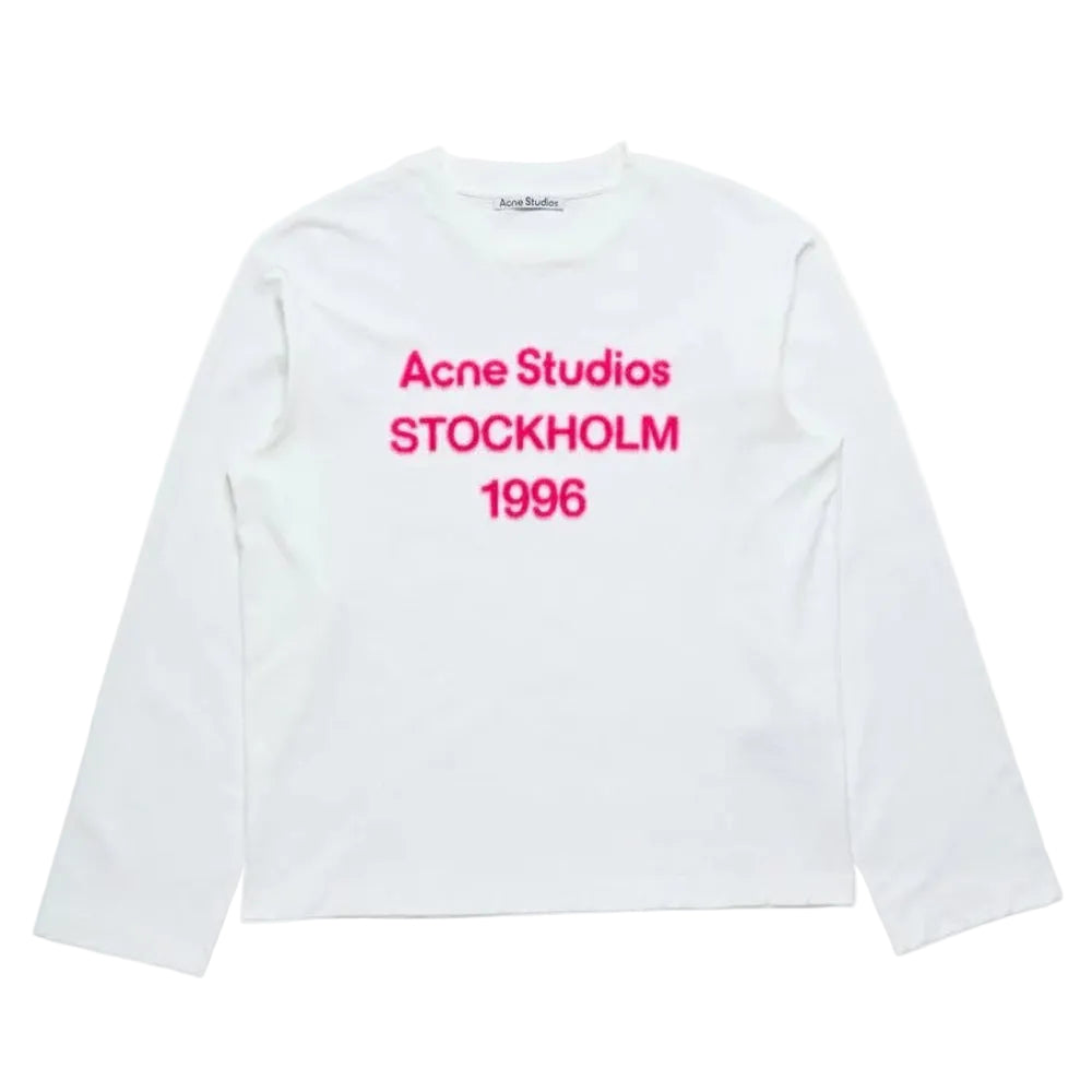 Acne Studios 1996 Logo Long Sleeve Relaxed Fit Off White product view with front 1996 logo