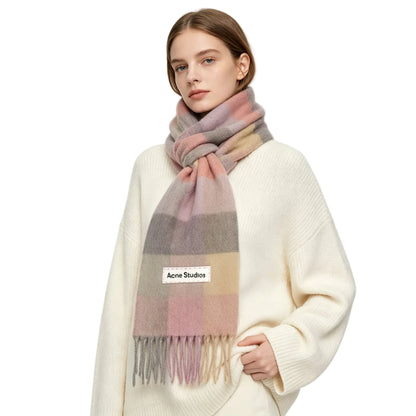 Acne Studios Mohair Checked Scarf Fuchsia lilac pink - AFewVibe
