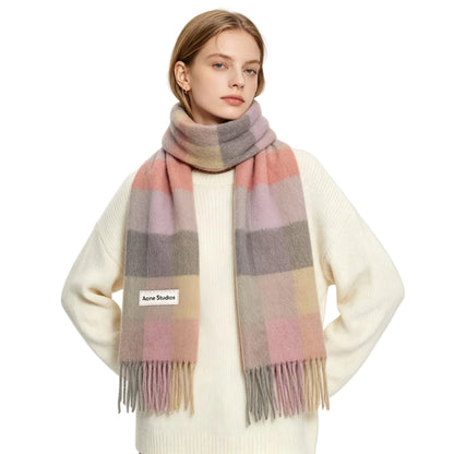 Acne Studios Mohair Checked Scarf Fuchsia lilac pink - AFewVibe