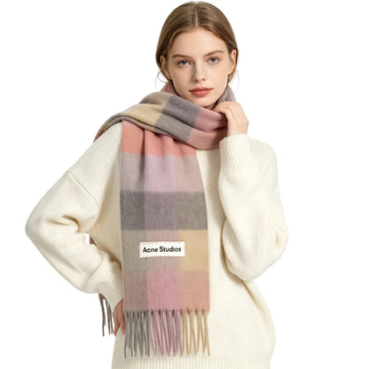 Acne Studios Mohair Checked Scarf Fuchsia lilac pink - AFewVibe