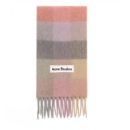 Acne Studios Mohair Checked Scarf Fuchsia lilac pink