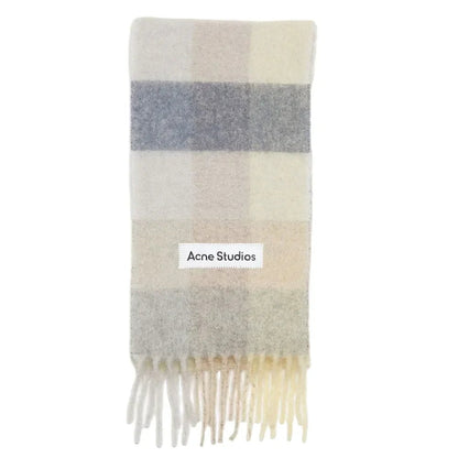 Acne Studios Mohair checked scarf Vanilla/beige/lavender - Afewvibe