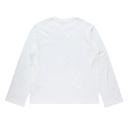 Acne Studios Rhinestone logo Long sleeve Tshirt Optic White - AFewVibe