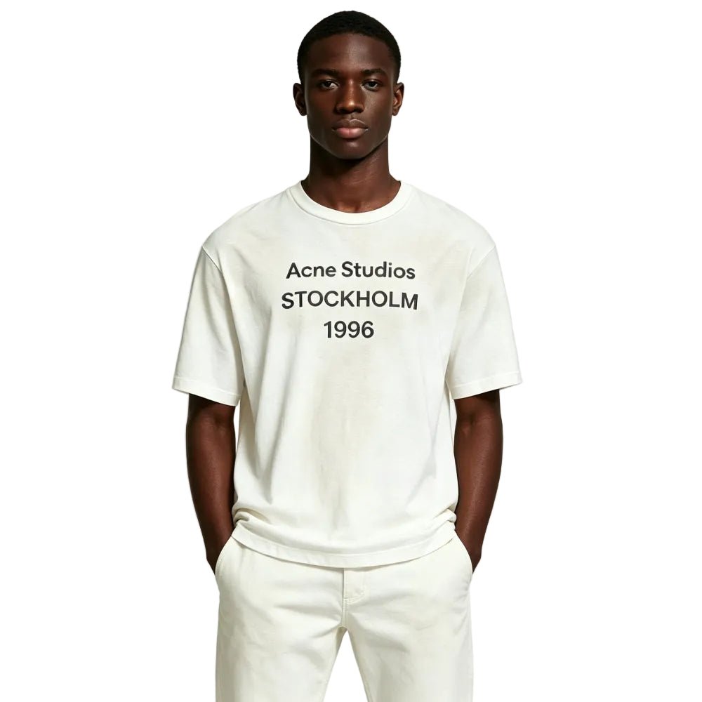 Acne Studios Sprayed 1996 Logo T-shirt Dusty White - Afewvibe