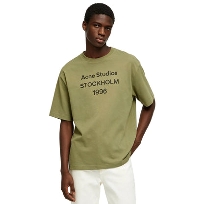 Acne Studios Sprayed Logo T-Shirt Olive green - AFewVibe