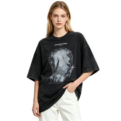 Alexander Wang Eastern Medicine Graphic Short Sleeve Tee Washed Black - Afewvibe