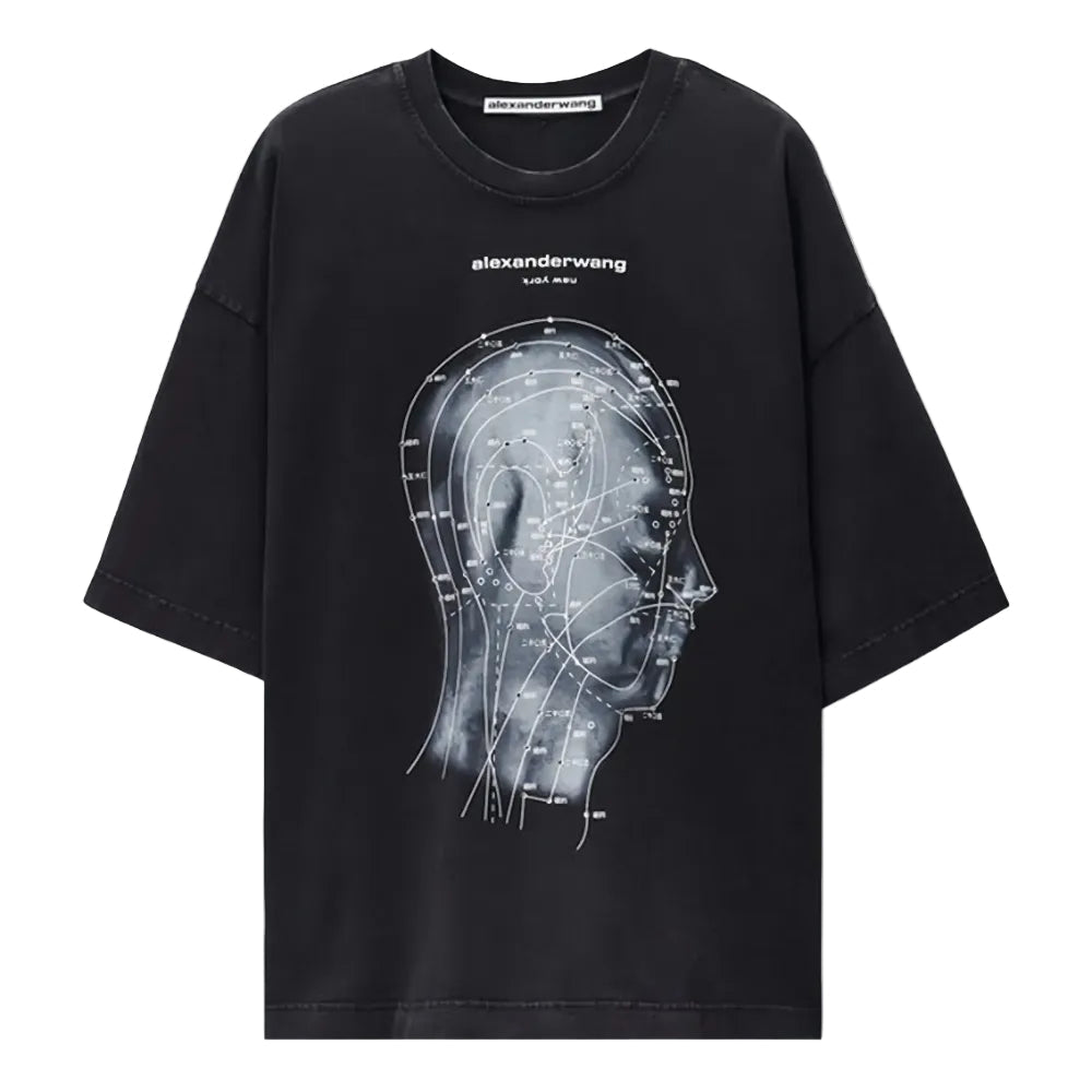Alexander Wang Eastern Medicine Graphic Short Sleeve Tee Washed Black - Afewvibe