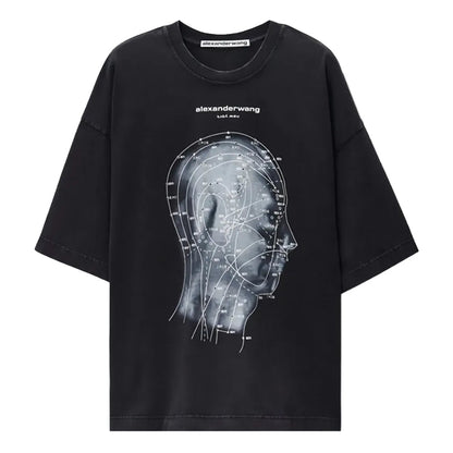 Alexander Wang Eastern Medicine Graphic Short Sleeve Tee Washed Black - Afewvibe