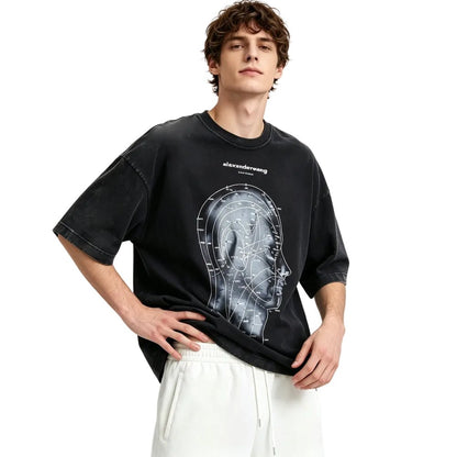 Alexander Wang Eastern Medicine Graphic Short Sleeve Tee Washed Black - Afewvibe