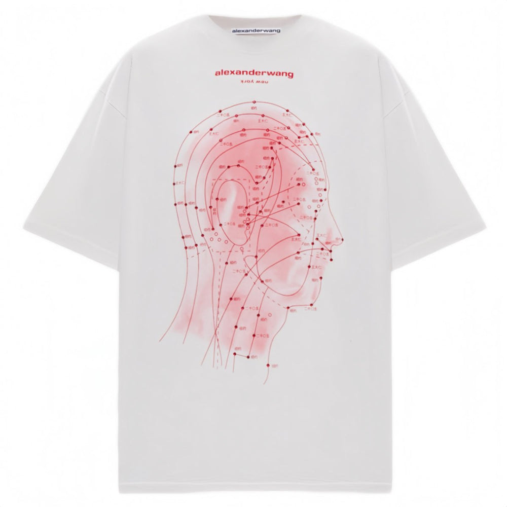 Alexander Wang Eastern Medicine Graphic Short Sleeve TShirt Ash White main product view