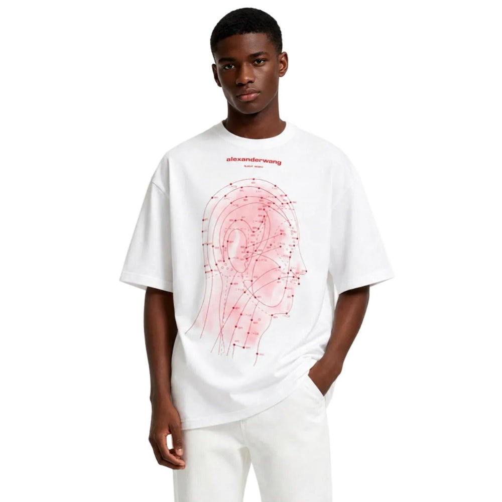 Alexander Wang Eastern Medicine Graphic Short Sleeve TShirt Ash White - AFewVibe