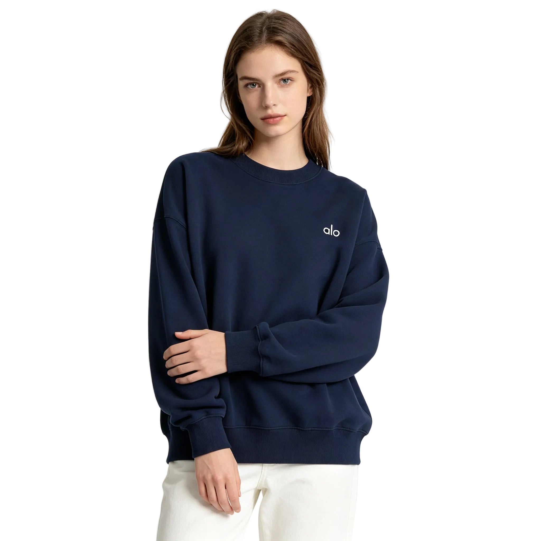 ALO Accolade Crew Neck Pullover Navy | French Terry Sweatshirt