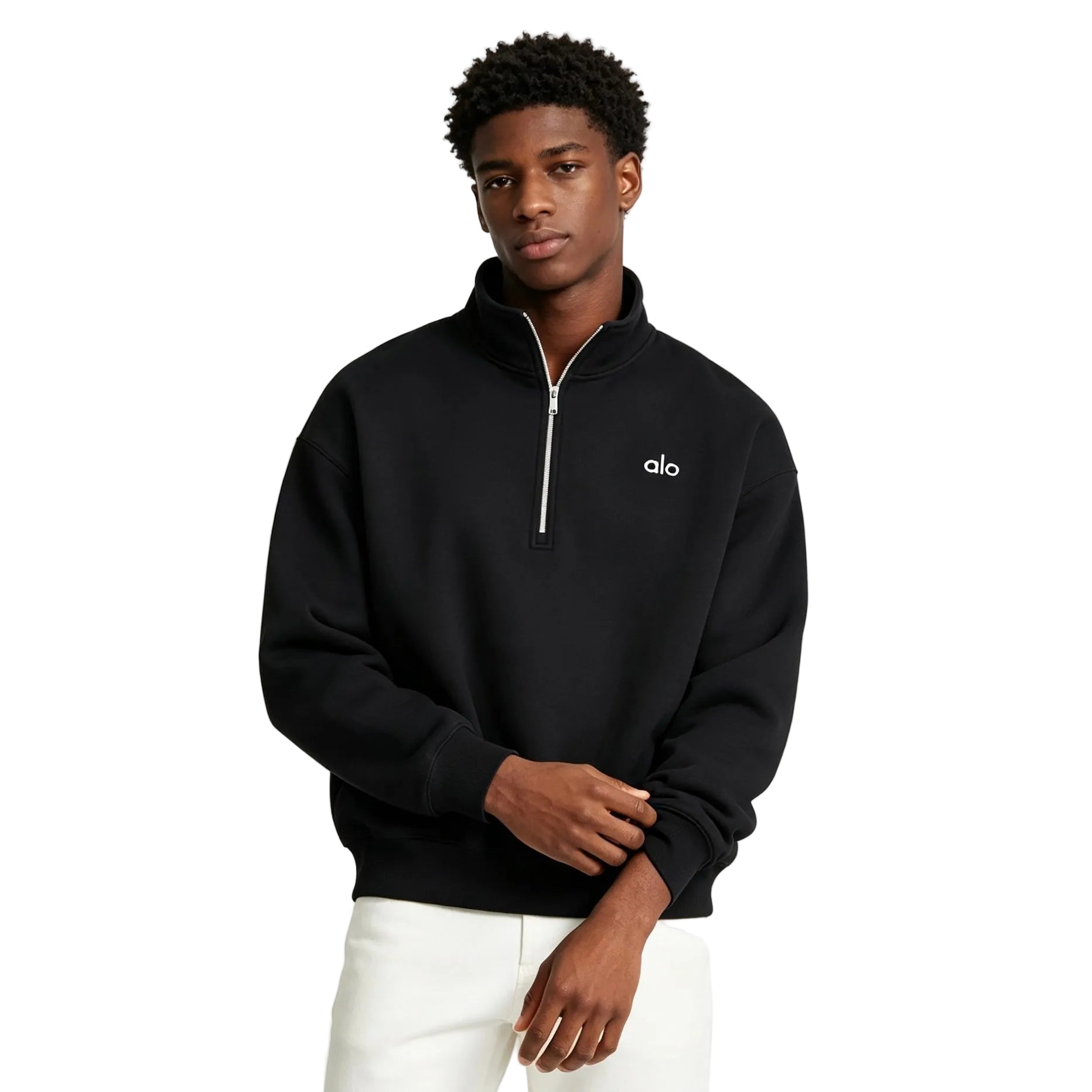 ALO Accolade 1/4 Zip Pullover Black | Stand-Up Collar – AFewVibe