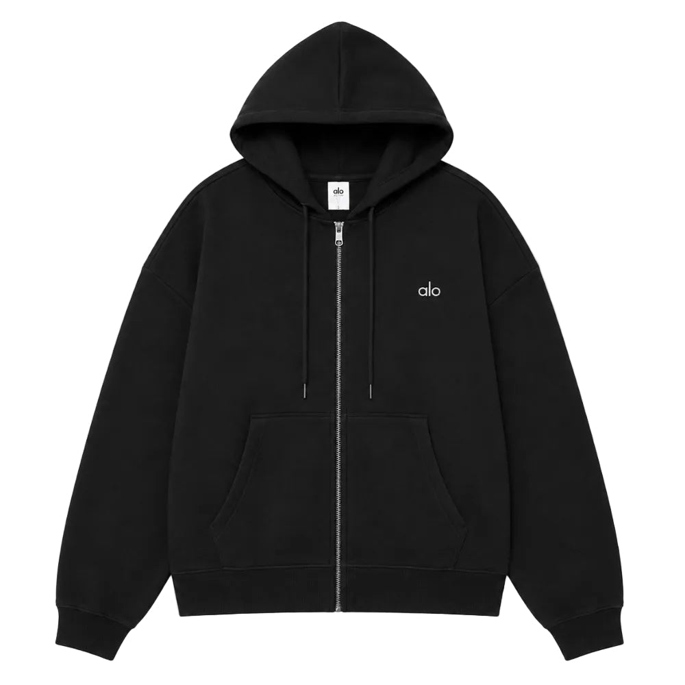 Alo Yoga Accolade Black Zip Up Hoodie - AFewVibe