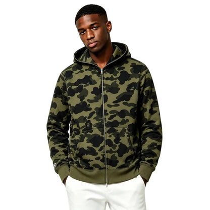 BAPE 1st Camo Shark Full Zip Hoodie Green - Afewvibe