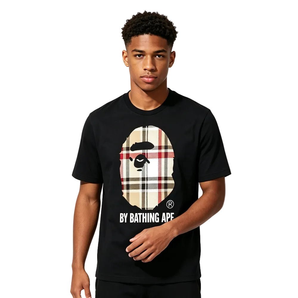 A BATHING APE ブロックチェックシャツ BAPE A Bathing Ape Check by Bathing Tee Black Beige – AFewVibe