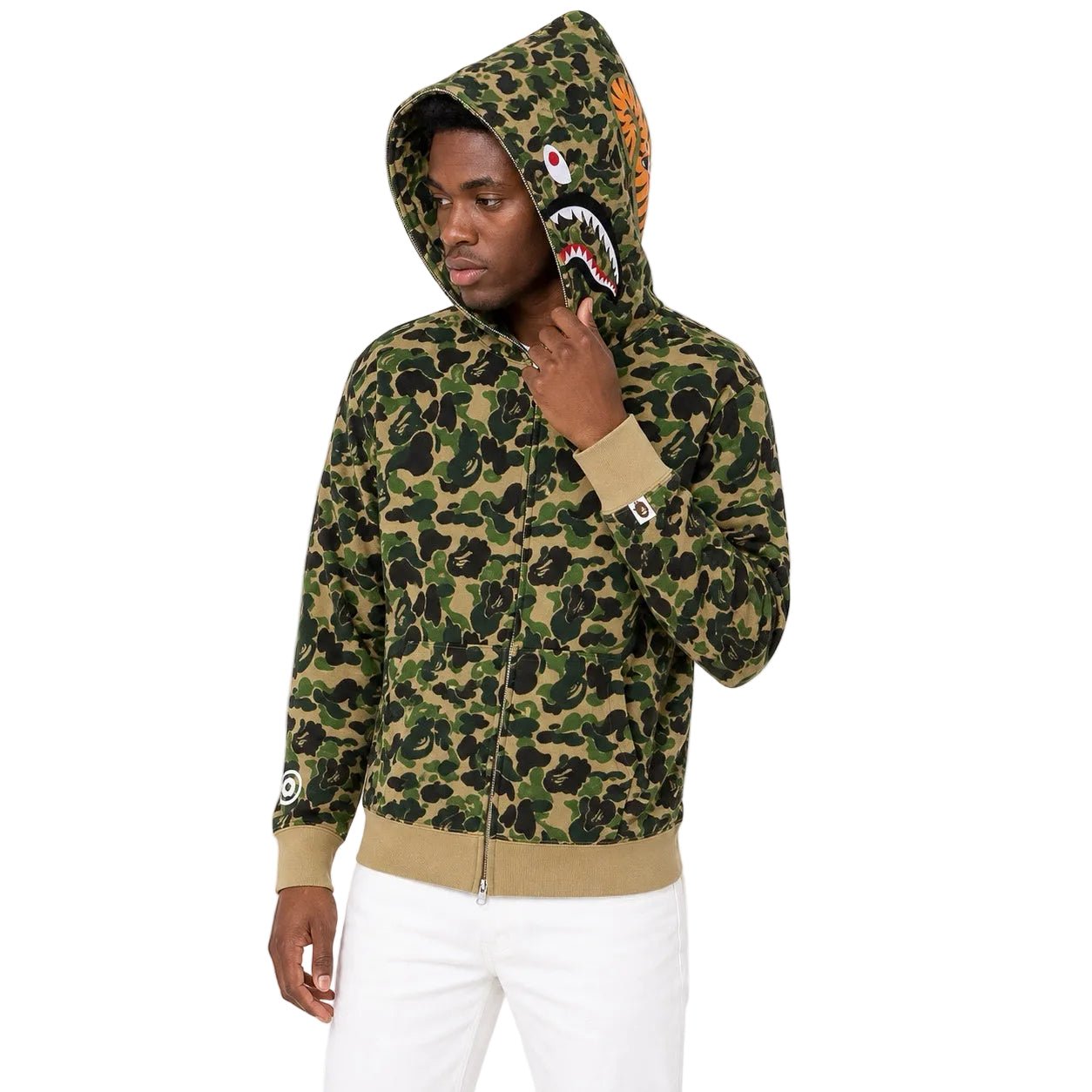 BAPE ABC Camo Shark Full Zip Hoodie Green - AFewVibe