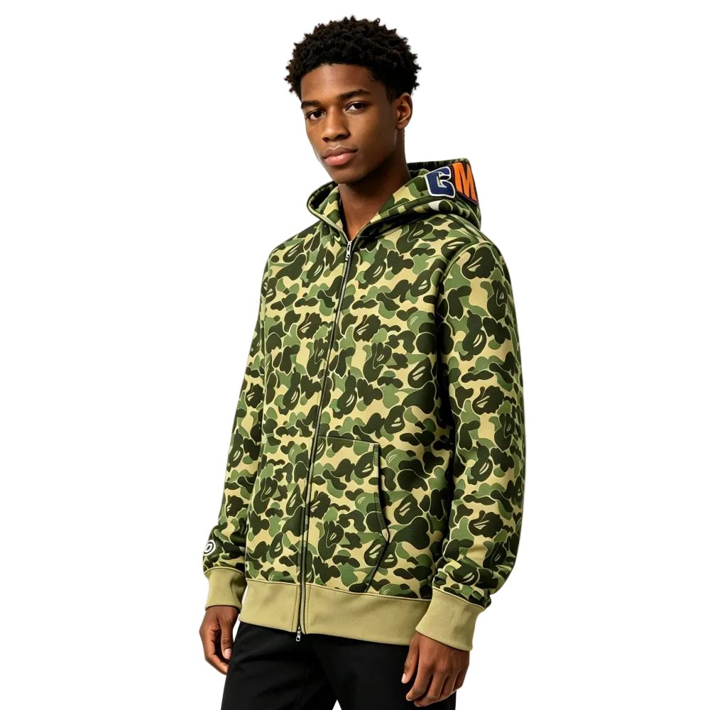BAPE ABC Camo Shark Full Zip Hoodie Green – AFewVibe