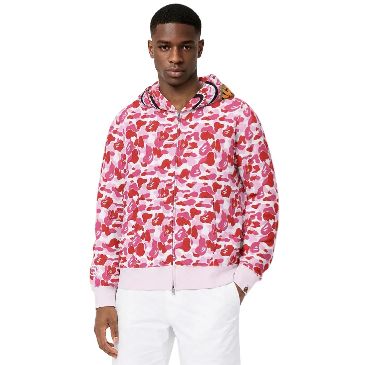 BAPE ABC Camo Shark Full Zip Hoodie Pink - AFewVibe