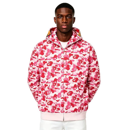 BAPE ABC Camo Shark Full Zip Hoodie Pink - Afewvibe