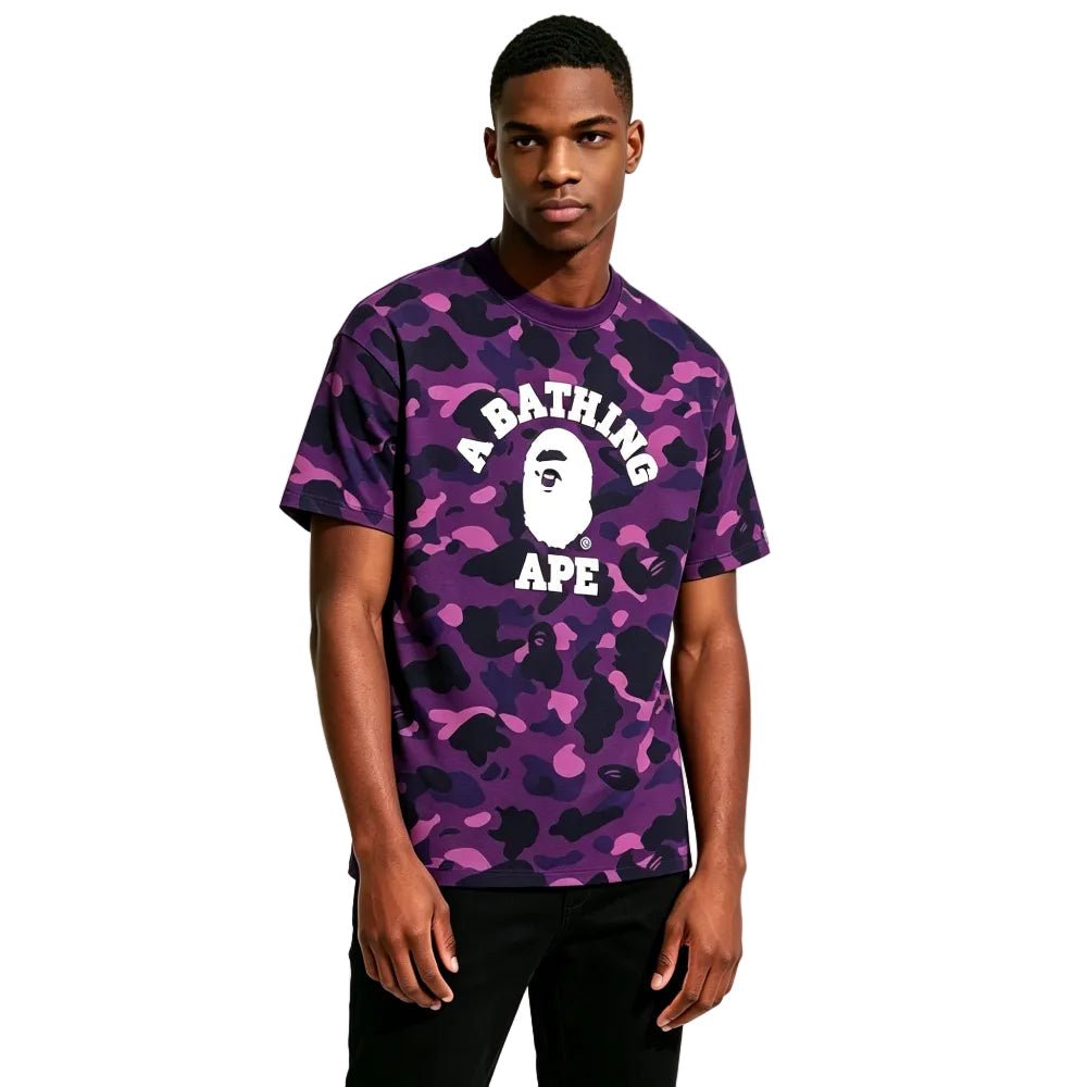 BAPE COLOR CAMO COLLEGE TEE PURPLE - Afewvibe