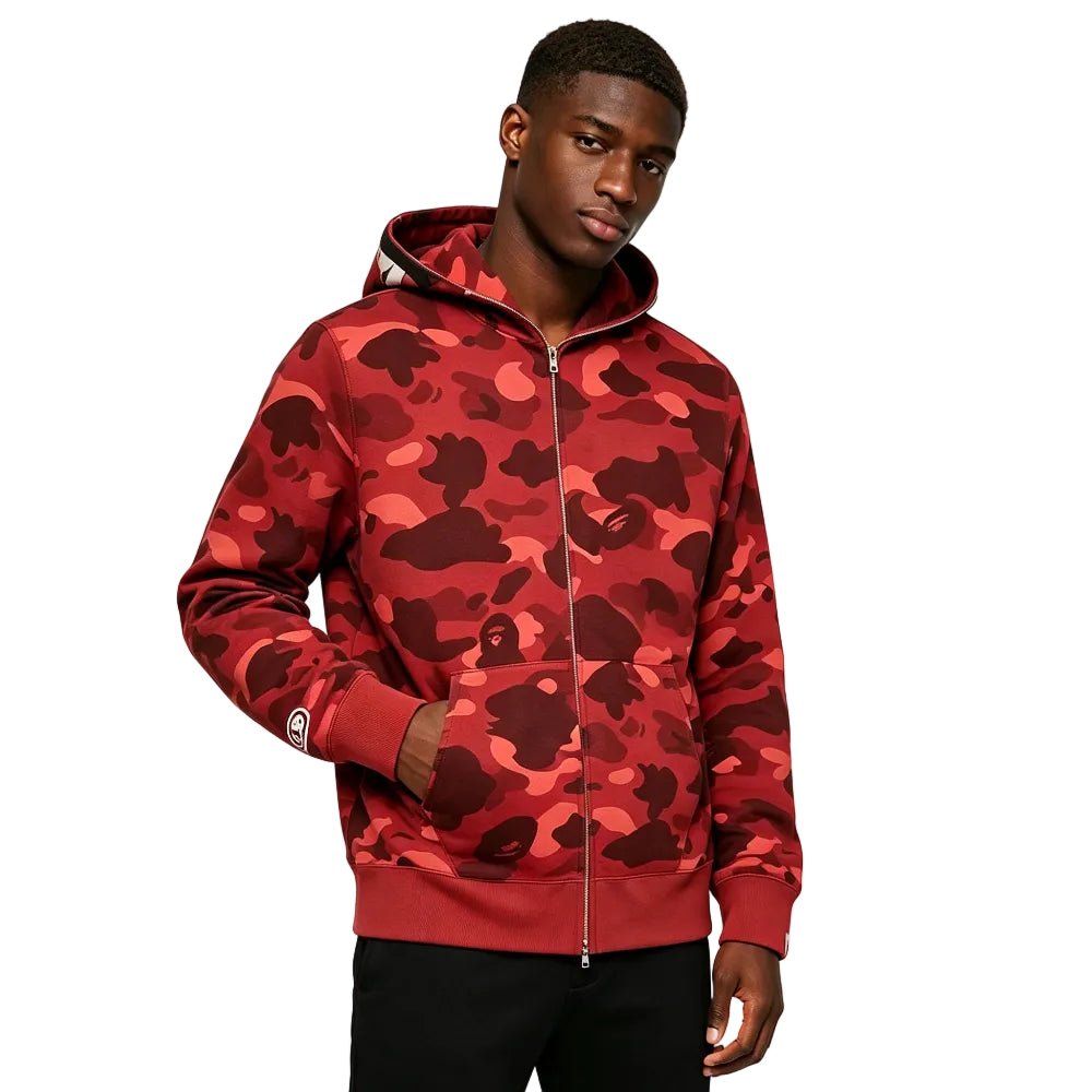 BAPE Color Camo Shark Full Zip Hoodie Red – AFewVibe