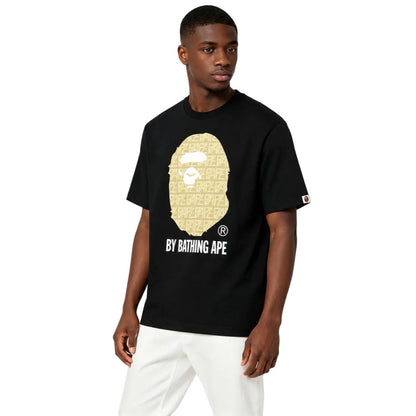 BAPE Logo Monogram By Bathing Ape Tee Black Beige - AFewVibe