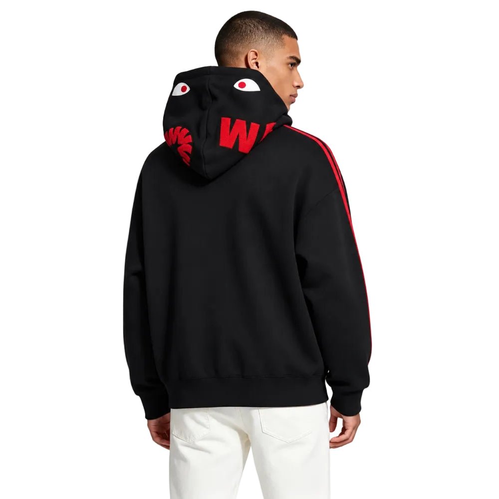 BAPE x adidas Shark Fleece Full Zip Hoodie Black - AFewVibe