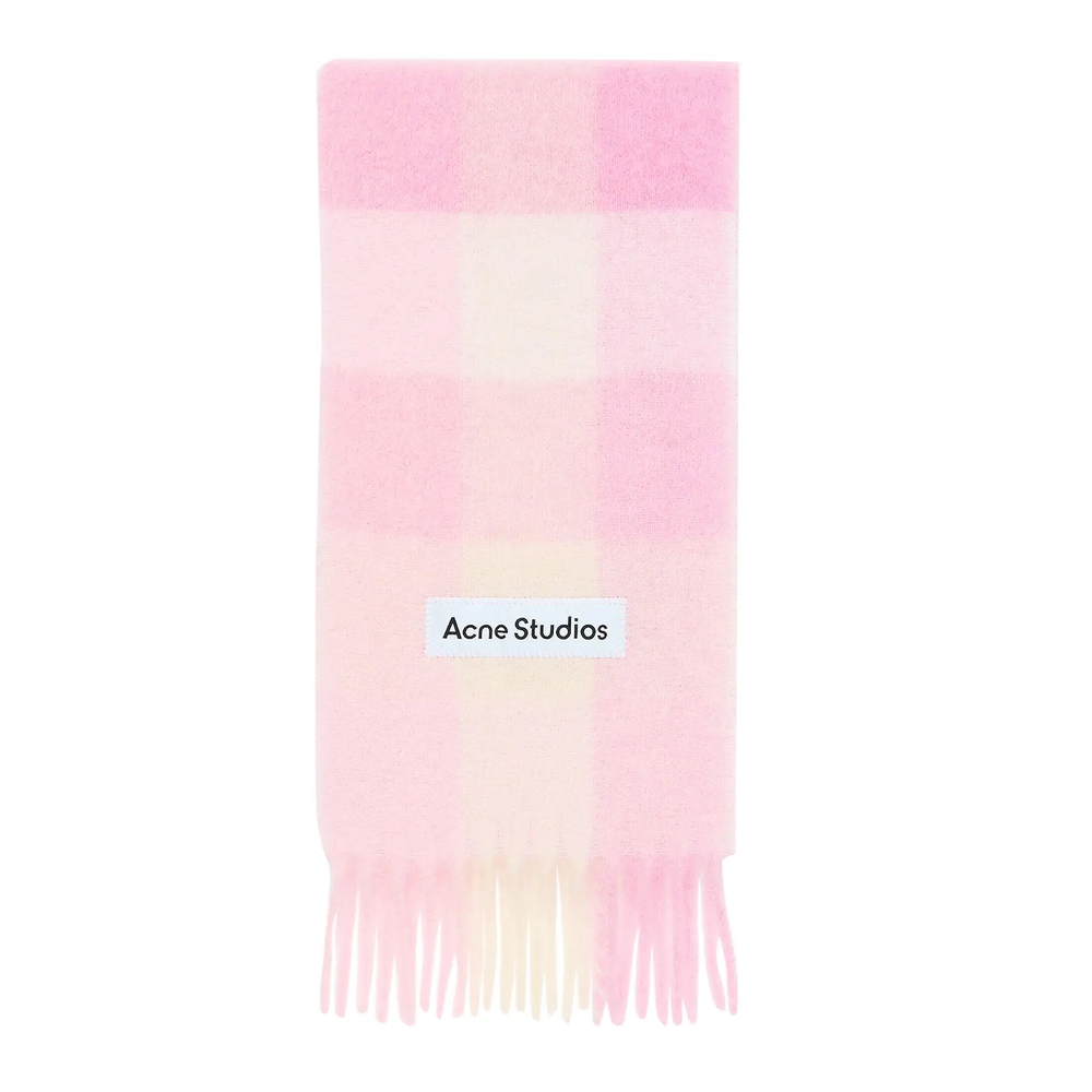 Acne Studios Mohair Checked Scarf Candy Pink/White/Pale Pink 