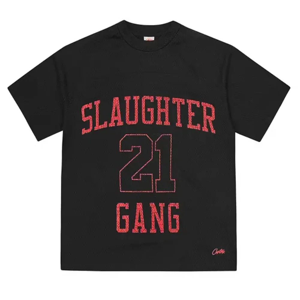 Corteiz x Slaughter Gang 21 Savage Mesh T-shirt Black - Afewvibe
