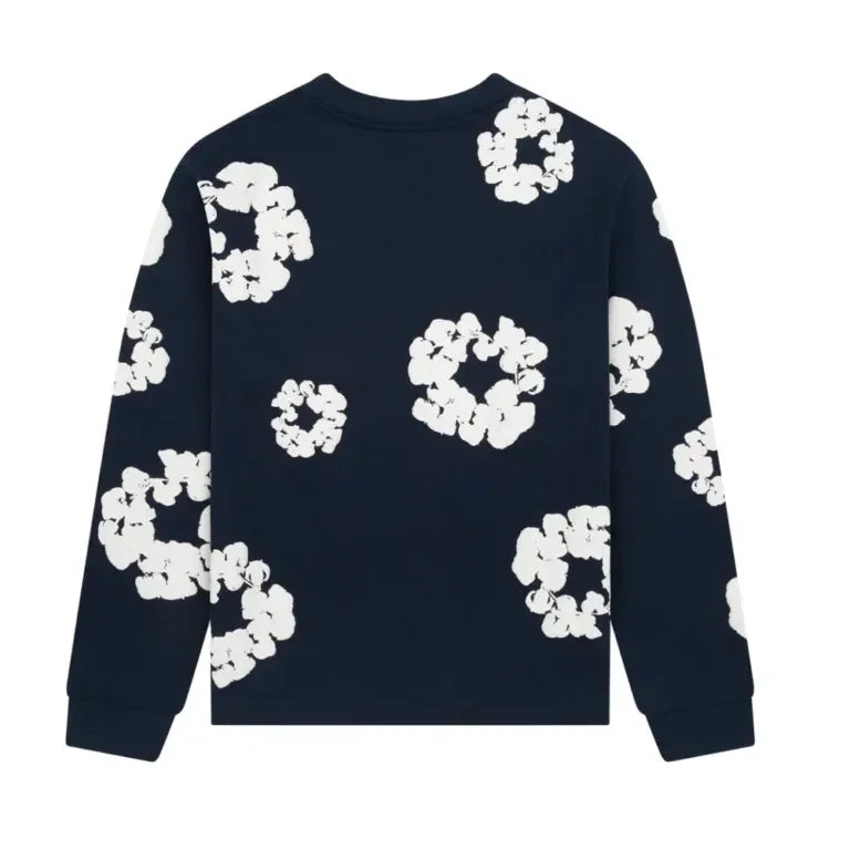 Denim Tears Long Sleeve Cotton Wreath T-shirt Navy - AFV Clothes