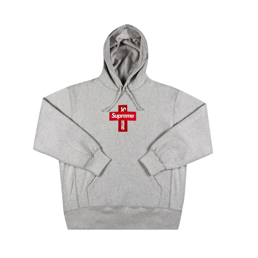 Supreme Cross Box Logo Hooded Sweatshirt Heather Grey - AFV Clothes