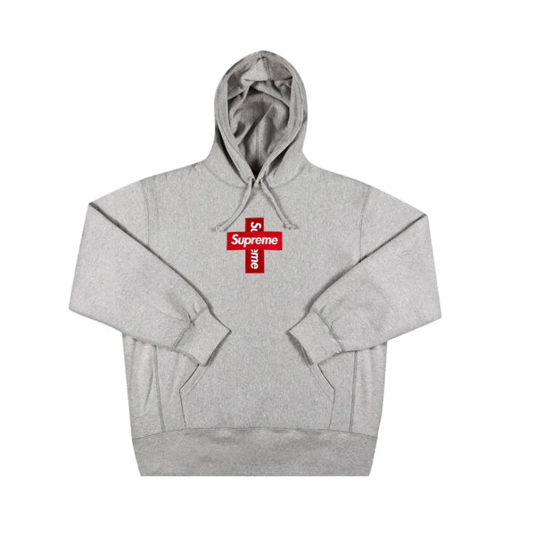 Supreme Cross Box Logo Hooded Sweatshirt Heather Grey - AFV Clothes
