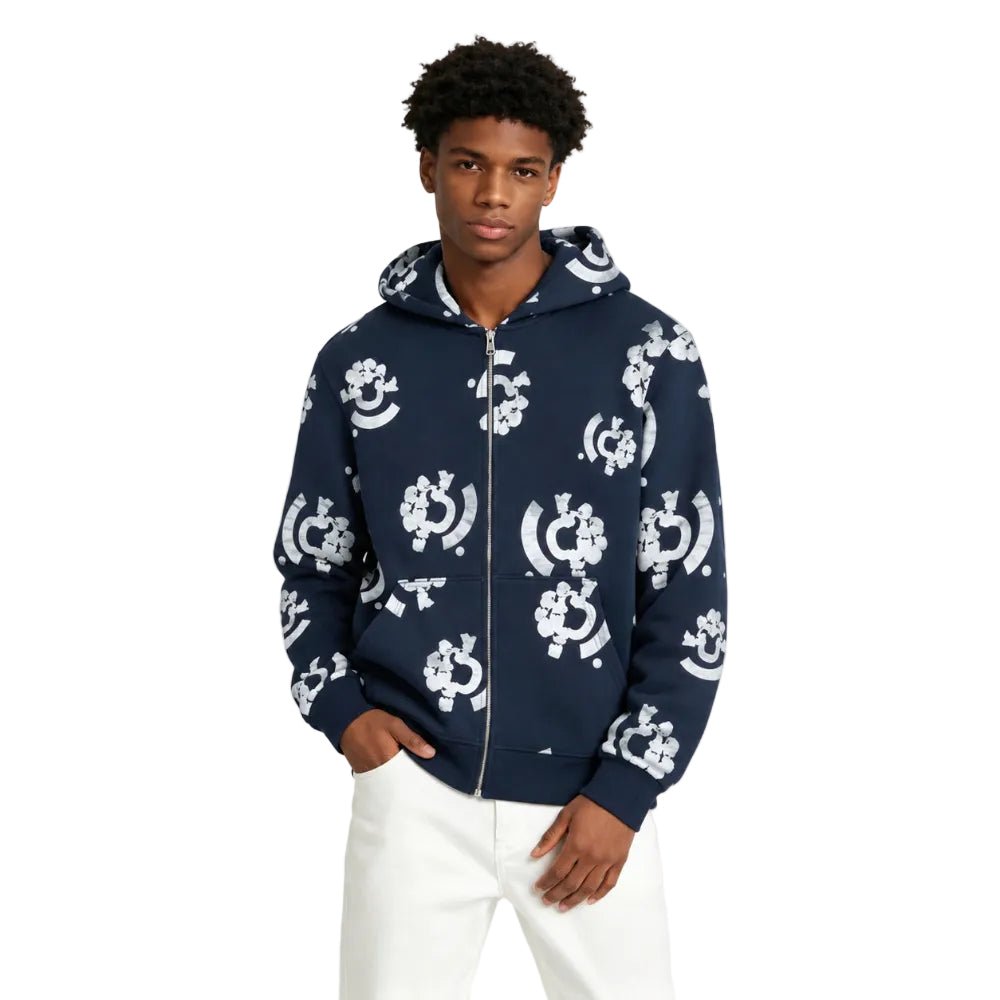 Denim Tears Bstroy Tears Zip Hoodie Blue - AFewVibe
