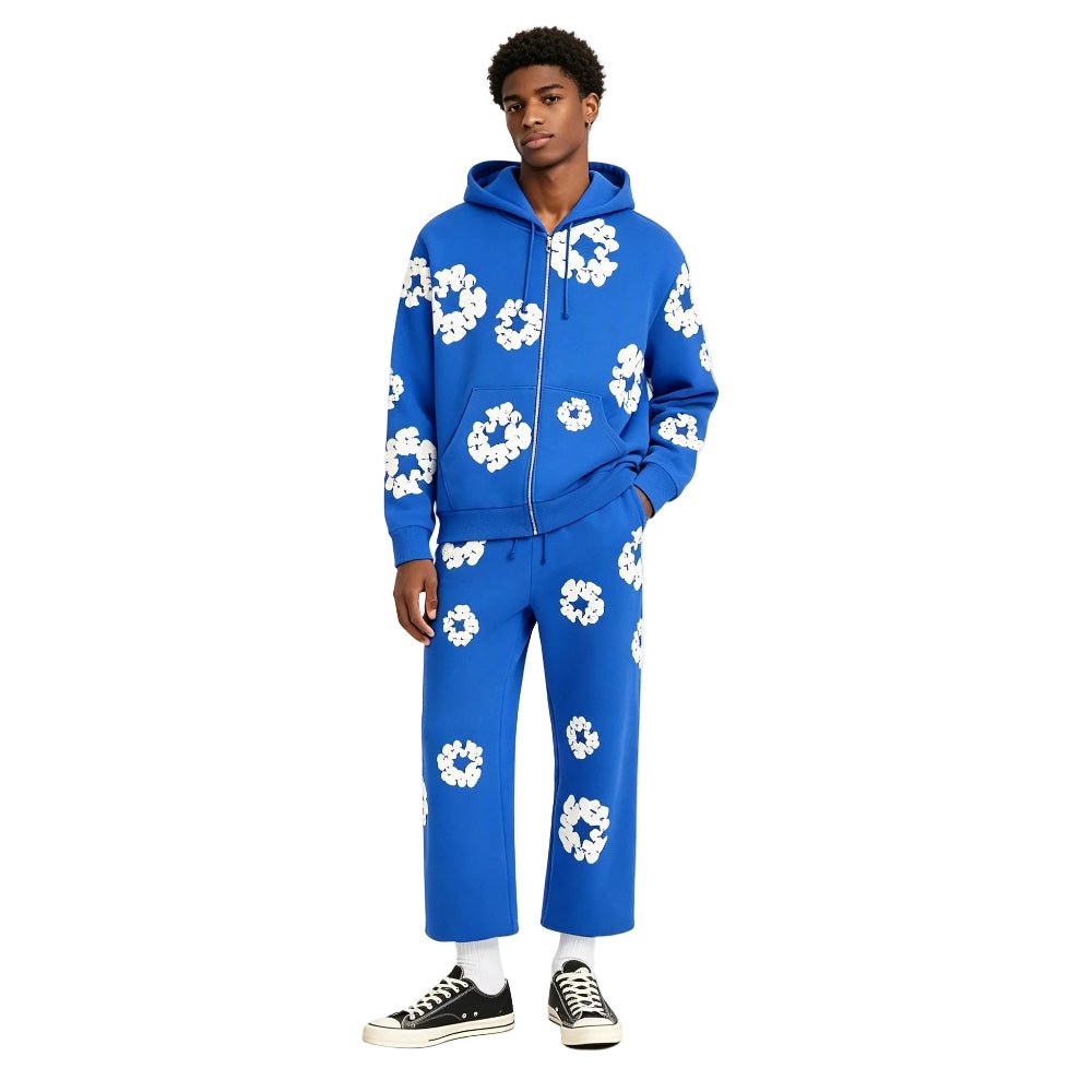 Denim Tears Cotton Wreath Baggy Sweatpants Blue - AFewVibe