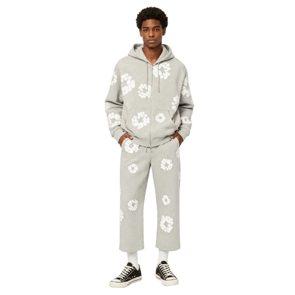 Denim Tears Cotton Wreath Baggy Sweatpants Grey - AFewVibe