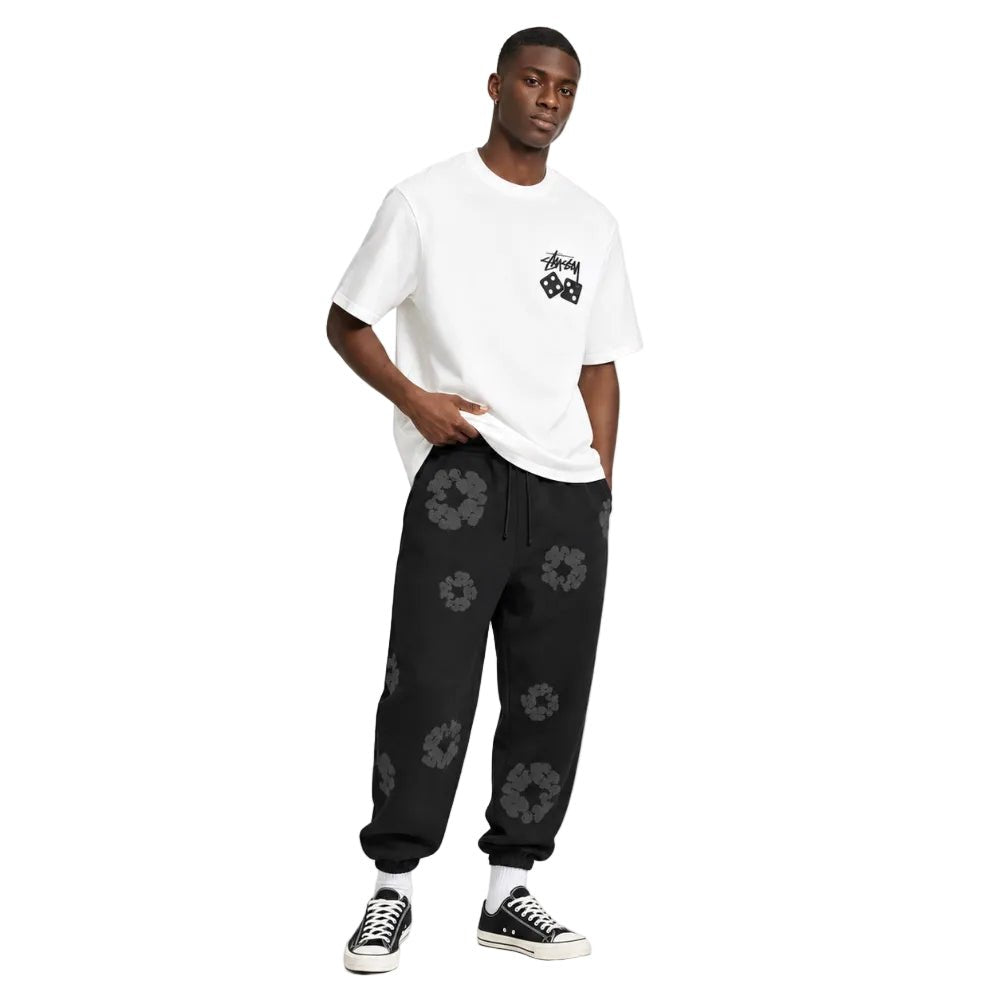 Denim Tears Cotton Wreath Sweatpants Black Monochrome - AFewVibe