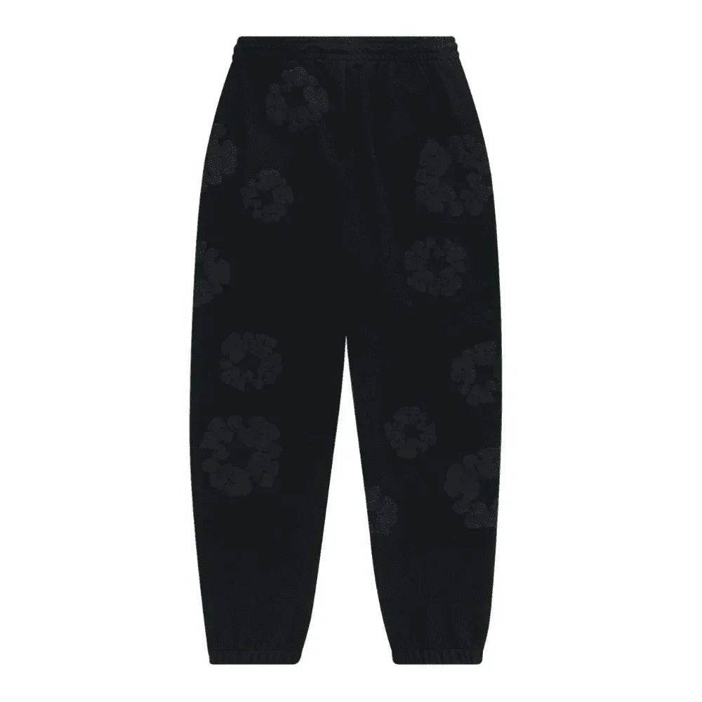 Denim Tears Cotton Wreath Sweatpants Black Monochrome - Afewvibe
