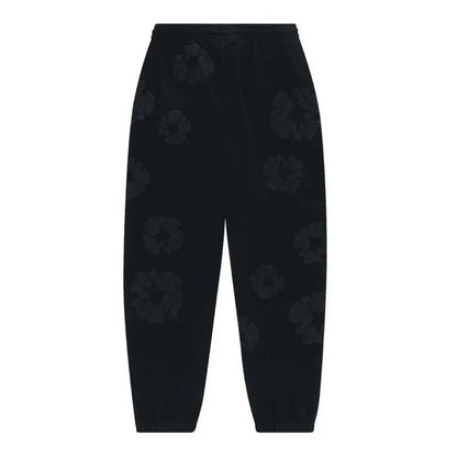 Denim Tears Cotton Wreath Sweatpants Black Monochrome - Afewvibe