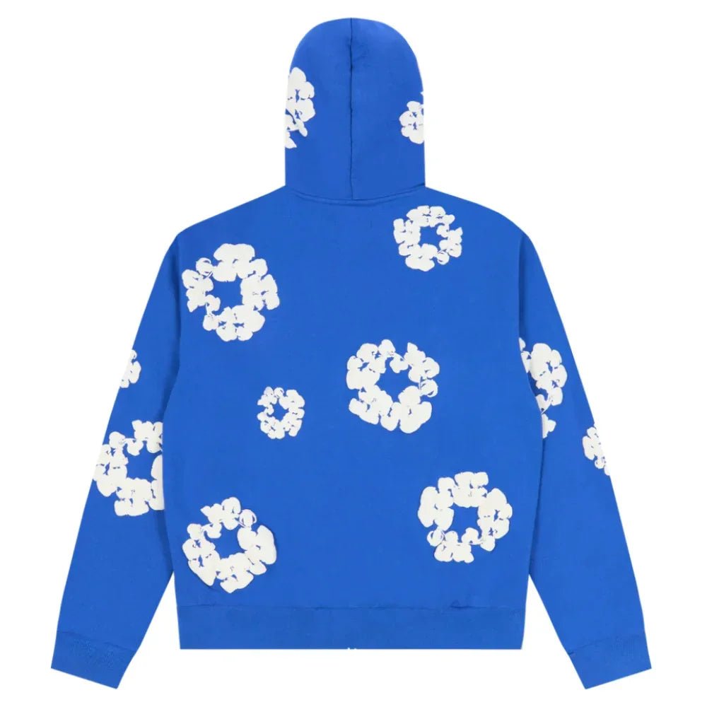 Denim Tears Cotton Wreath Zip Hoodie Blue – AFewVibe