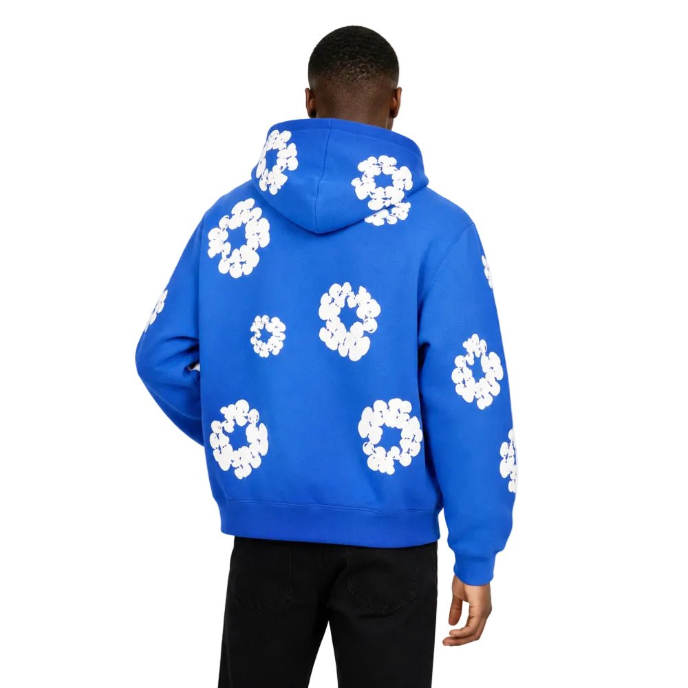 Denim Tears Cotton Wreath Zip Hoodie Blue - AFewVibe