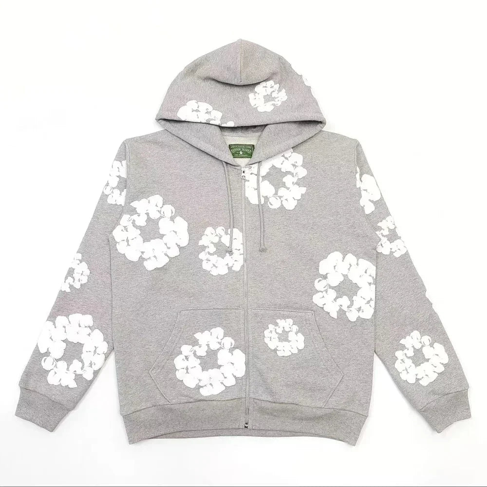 Denim Tears Cotton Wreath Zip Hoodie Grey – AFewVibe
