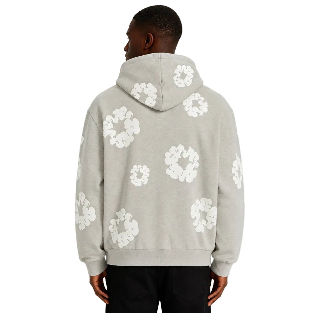 Denim Tears Cotton Wreath Zip Hoodie Grey - AFewVibe