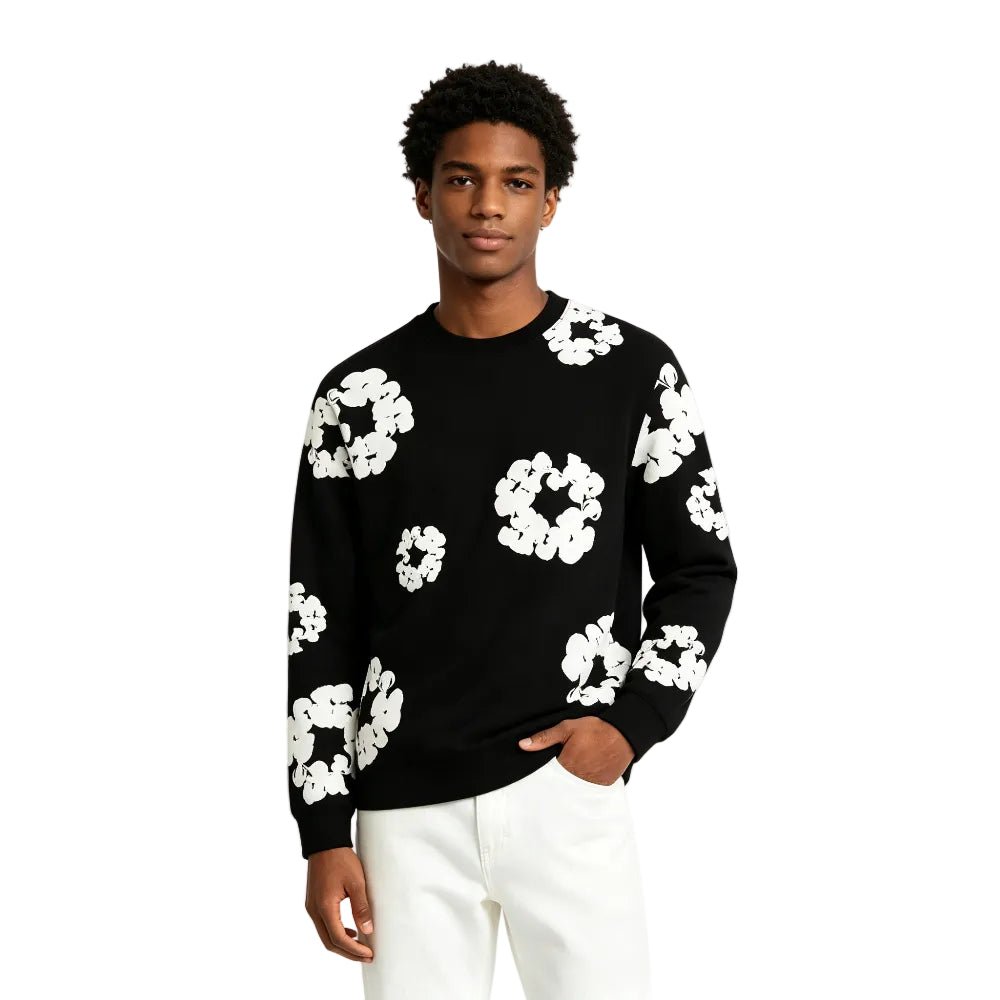 Denim Tears Long Sleeve Cotton Wreath T-shirt Black - AFewVibe