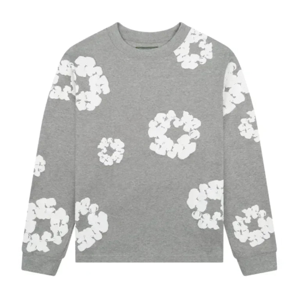 Denim Tears Long Sleeve Cotton Wreath T-shirt Grey