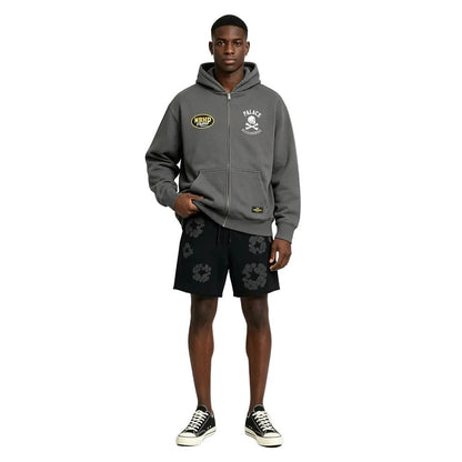 Denim Tears Mono Wreath Sweatshorts Black - AFewVibe