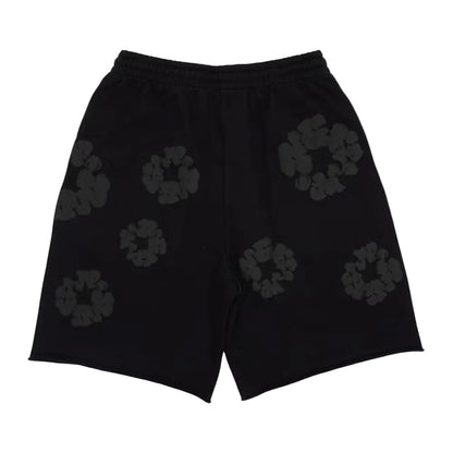 Denim Tears Mono Wreath Sweatshorts Black - Afewvibe